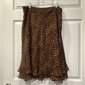 Mark Eisen midi lightweight flouncy cheetah leopard print skirt size 12